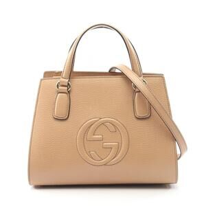 Gucci Soho Interlocking GG Handbag Leather Beige